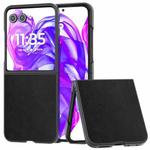 For Motorola Razr 50 Ultra PU Leather Black Frame Full Coverage Phone Case(Black)