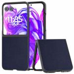 For Motorola Razr 50 Ultra PU Leather Black Frame Full Coverage Phone Case(Dark Blue)