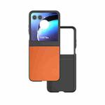 For Motorola Razr 50 PU Leather Black Frame Full Coverage Phone Case(Orange)