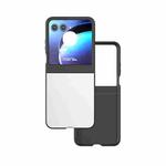 For Motorola Razr 50 PU Leather Black Frame Full Coverage Phone Case(White)