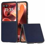 For Motorola Razr 60 Ultra PU Leather Black Frame Full Coverage Phone Case(Dark Blue)