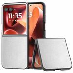 For Motorola Razr 60 Ultra PU Leather Black Frame Full Coverage Phone Case(Silver)