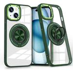 For iPhone 15 Magnetic Rotating Ring Holder Phone Case(Dark Green)