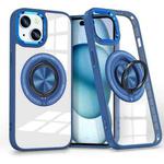 For iPhone 15 Magnetic Rotating Ring Holder Phone Case(Dark Blue)