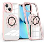 For iPhone 13 Magnetic Rotating Ring Holder Phone Case(Pink)