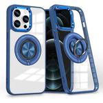 For iPhone 12 Pro Max Magnetic Rotating Ring Holder Phone Case(Dark Blue)