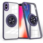 For iPhone XS / X Magnetic Rotating Ring Holder Phone Case(Dark Purple)