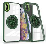 For iPhone XS Max Magnetic Rotating Ring Holder Phone Case(Dark Green)