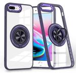 For iPhone 8 Plus / 7 Plus Magnetic Rotating Ring Holder Phone Case(Dark Purple)