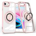 For iPhone SE 2022 / 2020 / 8 / 7 Magnetic Rotating Ring Holder Phone Case(Pink)