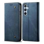 For Samsung Galaxy M35 5G Denim Texture Casual Style Horizontal Flip Leather Case(Blue)