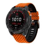 22mm Two Color Carbon Fiber Pattern Silicone Watch Band(Orange Black)