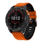 26mm Two Color Carbon Fiber Pattern Silicone Watch Band(Orange Black)