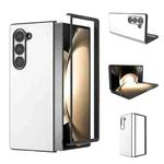 For Samsung Galaxy Z Fold6 PU Leather Black Frame Full Coverage Phone Case(White)