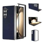 For Samsung Galaxy Z Fold6 PU Leather Black Frame Full Coverage Phone Case(Dark Blue)