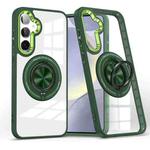 For Samsung Galaxy S24+ 5G Magnetic Rotating Ring Holder Phone Case(Dark Green)