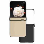 For Honor Magic V Flip Three Parts PU Leather Black Frame Full Coverage Phone Case(Peach Pink)