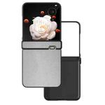 For Honor Magic V Flip Three Parts PU Leather Black Frame Full Coverage Phone Case(Silver)