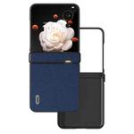 For Honor Magic V Flip ABEEL Three Parts Genuine Leather Luolai Series Phone Case(Dark Blue)