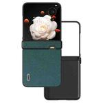 For Honor Magic V Flip ABEEL Three Parts Genuine Leather Luolai Series Phone Case(Dark Green)