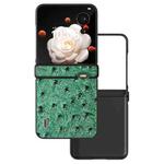 For Honor Magic V Flip ABEEL Three Parts Genuine Leather Ostrich Texture Phone Case(Green)