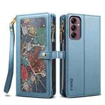 For Samsung Galaxy M35 5G ESEBLE Star Series Lanyard Zipper Wallet RFID Leather Case(Blue)