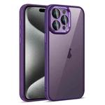For iPhone 15 Pro Max Colorful Armor Lens Film Translucent Phone Case(Purple)