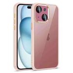 For iPhone 15 Colorful Armor Lens Film Translucent Phone Case(Pink)