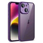 For iPhone 14 Plus Colorful Armor Lens Film Translucent Phone Case(Purple)