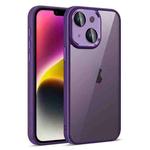 For iPhone 14 Colorful Armor Lens Film Translucent Phone Case(Purple)