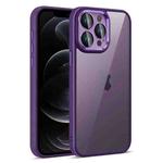 For iPhone 12 Pro Colorful Armor Lens Film Translucent Phone Case(Purple)