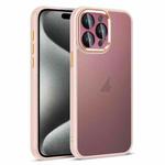For iPhone 15 Pro Max Colorful Armor Lens Film Translucent Skin Feel Phone Case(Pink)