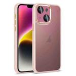 For iPhone 14 Colorful Armor Lens Film Translucent Skin Feel Phone Case(Pink)