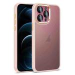 For iPhone 12 Pro Max Colorful Armor Lens Film Translucent Skin Feel Phone Case(Pink)