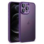 For iPhone 12 Pro Colorful Armor Lens Film Translucent Skin Feel Phone Case(Purple)