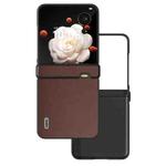 For Honor Magic V Flip ABEEL Three Parts Genuine Leather Xiaoya Series Phone Case(Coffee)