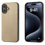 For iPhone 16 PU Leather Black Frame Full Coverage Phone Case(Gold)
