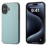 For iPhone 16 Plus PU Leather Black Frame Full Coverage Phone Case(Light Blue)