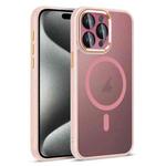 For iPhone 15 Pro Colorful Armor Lens Film Translucent Skin Feel MagSafe Phone Case(Pink)