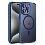 For iPhone 15 Pro Colorful Armor Lens Film Translucent Skin Feel MagSafe Phone Case(Blue)