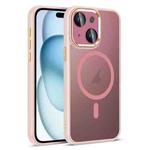 For iPhone 15 Colorful Armor Lens Film Translucent Skin Feel MagSafe Phone Case(Pink)