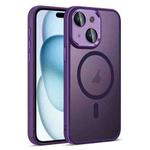 For iPhone 15 Colorful Armor Lens Film Translucent Skin Feel MagSafe Phone Case(Purple)