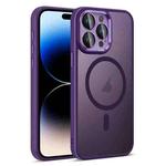 For iPhone 14 Pro Colorful Armor Lens Film Translucent Skin Feel MagSafe Phone Case(Purple)