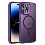 For iPhone 14 Pro Max Colorful Armor Lens Film Translucent Skin Feel MagSafe Phone Case(Purple)