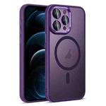 For iPhone 12 Pro Max Colorful Armor Lens Film Translucent Skin Feel MagSafe Phone Case(Purple)