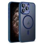 For iPhone 11 Pro Max Colorful Armor Lens Film Translucent Skin Feel MagSafe Phone Case(Blue)