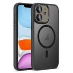 For iPhone 11 Colorful Armor Lens Film Translucent Skin Feel MagSafe Phone Case(Black)