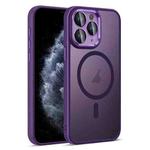 For iPhone 11 Pro Colorful Armor Lens Film Translucent Skin Feel MagSafe Phone Case(Purple)