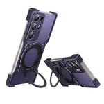 For Samsung Galaxy S24 Ultra 5G Mechanical Arm Borderless MagSafe Holder Metal Phone Case(Purple Silver)
