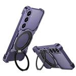 For Samsung Galaxy S24+ 5G Mechanical Arm Borderless MagSafe Holder Metal Phone Case(Purple Silver)